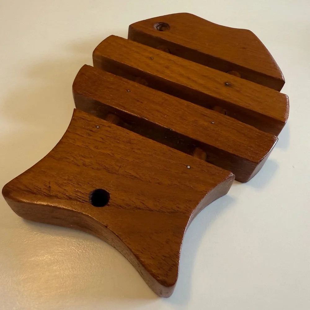 Dolphin Genuine Teakwood Fish Trivet Vintage Wood Kitchen Decor Thailand 7.5 In.
